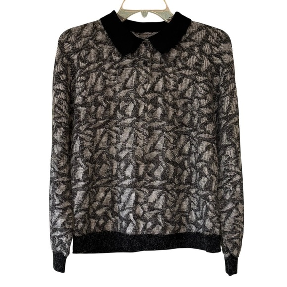 Vintage Geometric Pattern Knit Collared Sweater Sz Small - Picture 1 of 7